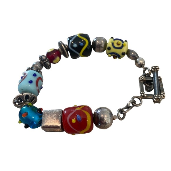 Silpada Sterling silver 925 chain bracelet charms art glass lampwork toggle - Picture 4 of 12
